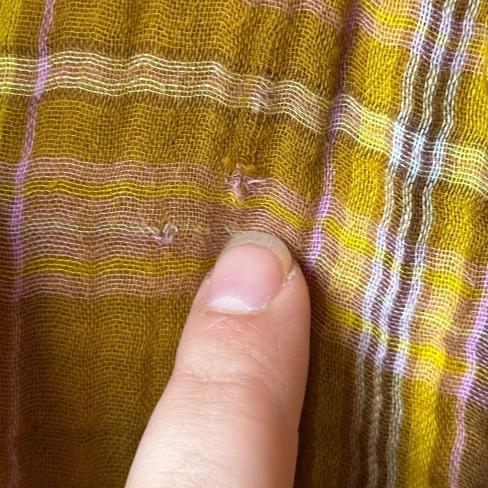 Anthropologie Plaid Mini Dress small cotton cottage core
